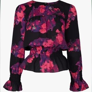Victor Alfaro Collective Painted Floral Peplum Blouse